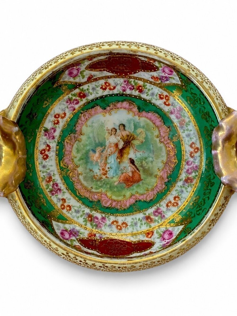 Vintage Royal Vienna Style Austria Handpainted Porcelain Compote Bowl/Handles
